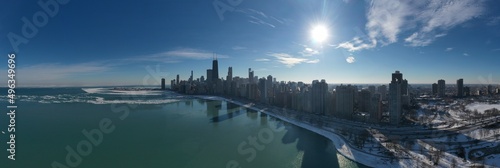 Aerial panoramic view of Chicago, Illinois, city landscape. USA © Joshua 