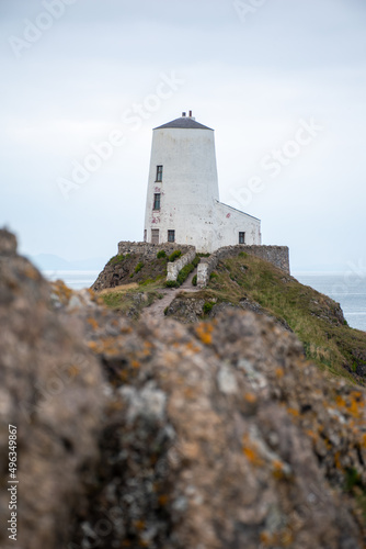 Tŵr Mawr Lighthouse at Ynys Llanddwyn, Anglesey, on the north Wales coast