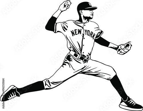 Baseball player, abstract vector silhouette.Vector illustration of a baseball player throwing the ball. Beautiful sport themed poster. Abstract background, summer sports, team game, baseball pitcher