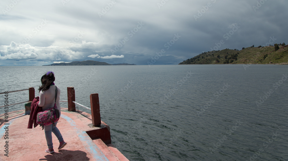 Storm brewing over Lake Titicaca , Peru