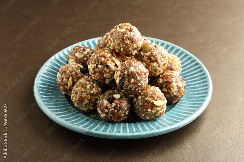 Indian sweet dry fruits and nuts energy laddu Indian sweet dry fruits and nuts energy laddu