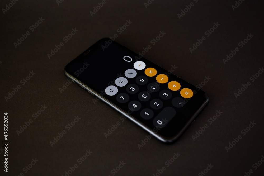Calculator on the phone for calculation Calculator on the phone for calculation