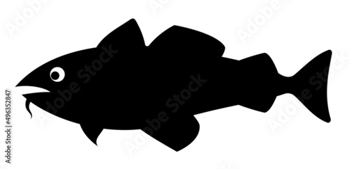 Cod fish silhouette vector icon