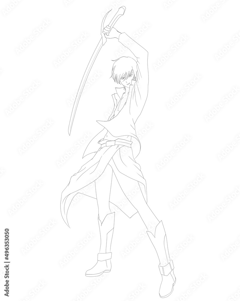 Anime boy samurai with a white hair Anime boy samurai with a white hair