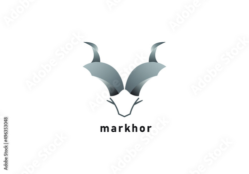 Markhor head animal logo design inspiration. markhor logo for business photo