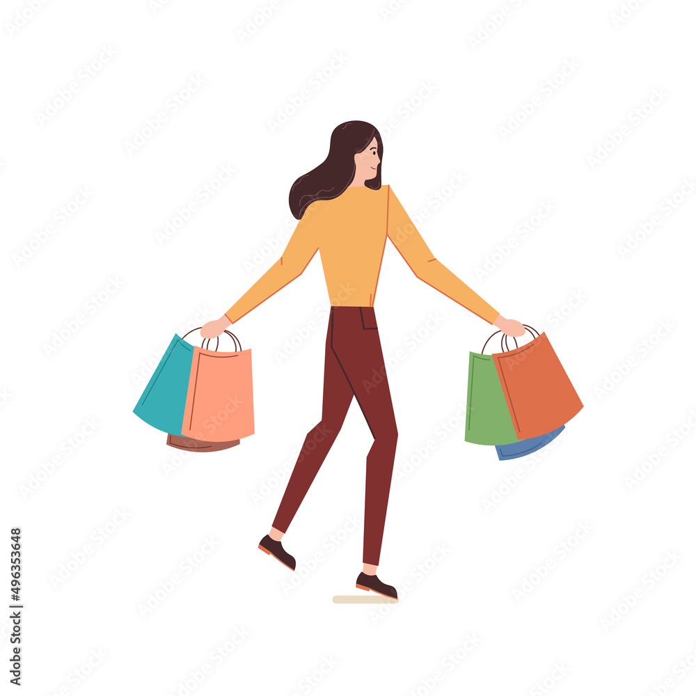 Happy girl goes shopping. Beautiful illustration of a woman spending leisure time.
Modern man design