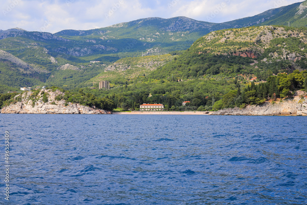 View of the sea, mountains and villa Milocer