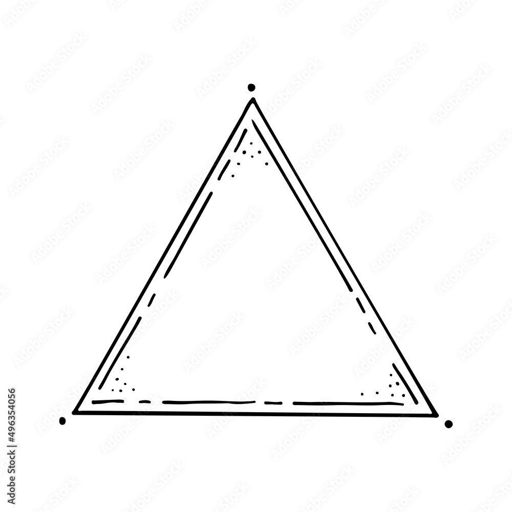 Magic triangle line art. Triangular symbol of the top of the world. The