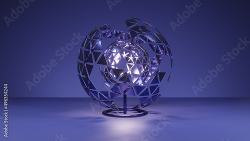 3d render of electric lamp with metallic shapes
