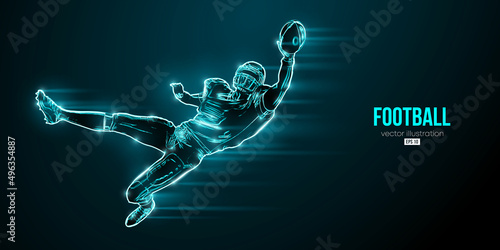 Abstract silhouette of a NFL american football player man in action isolated blue background. Vector illustration