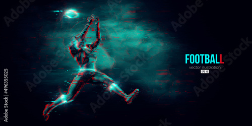 Abstract silhouette of a NFL american football player man in action isolated blue background. Vector illustration
