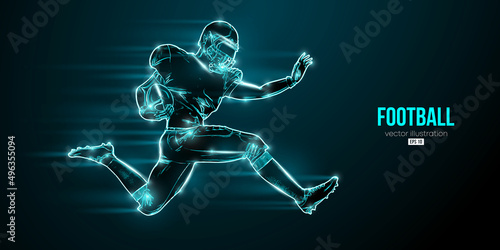 Abstract silhouette of a NFL american football player man in action isolated blue background. Vector illustration