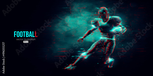 Abstract silhouette of a NFL american football player man in action isolated blue background. Vector illustration © Yevheniia