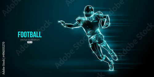 Abstract silhouette of a NFL american football player man in action isolated blue background. Vector illustration