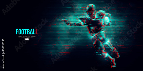Abstract silhouette of a NFL american football player man in action isolated blue background. Vector illustration © Yevheniia
