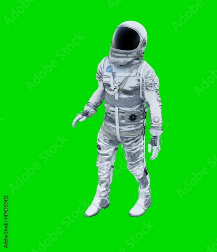 Astronaut isolated on green background