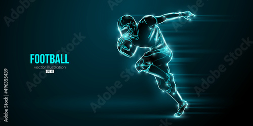 Abstract silhouette of a NFL american football player man in action isolated blue background. Vector illustration