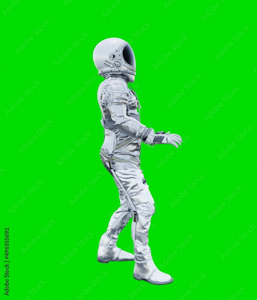 Astronaut isolated on green background