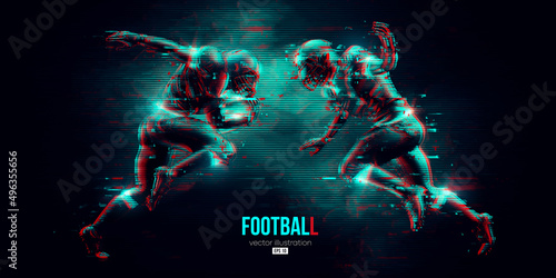 Abstract silhouette of a NFL american football player man in action isolated blue background. Vector illustration