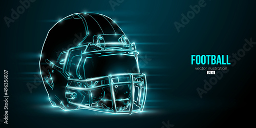 Abstract silhouette of a NFL american football helmet man in action isolated blue background. Vector illustration