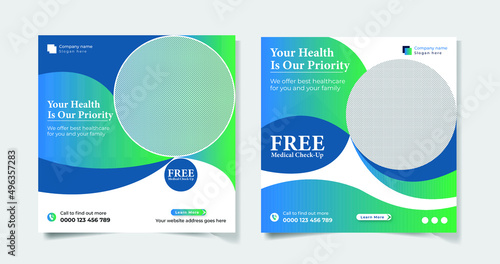 Medical Healthcare Social Media Post Template bundle