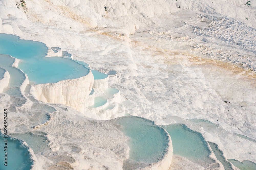 Fototapeta premium Pamukkale, natural pool with blue water, Turkey
