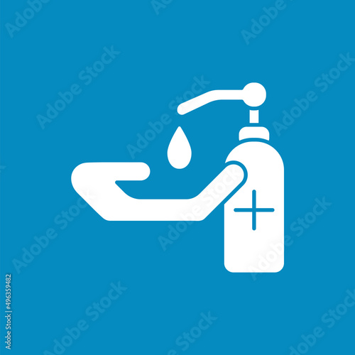  Sanitizer glyph icon. Hand washing. Disinfection. Viruses prevention. Hygiena concept.Filled flat sign. Isolated silhouette vector illustration