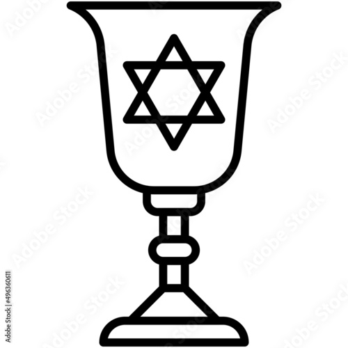 Grail or kiddush cup icon, Passover related vector illustration
