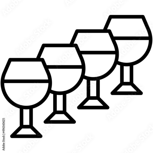 Four cups of wine icon, Passover related vector illustration