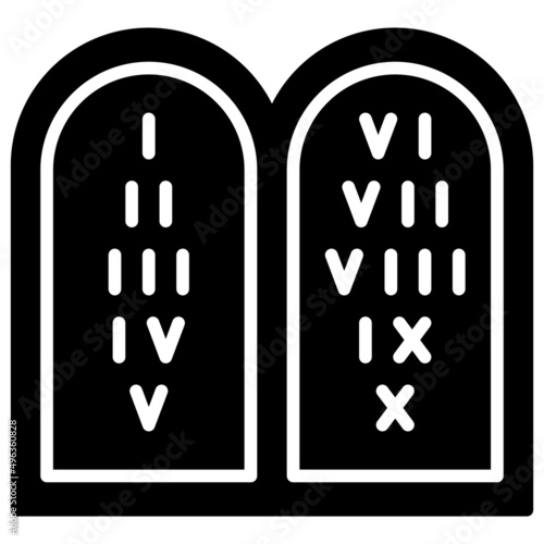 Ten Commandments icon, Passover related vector illustration