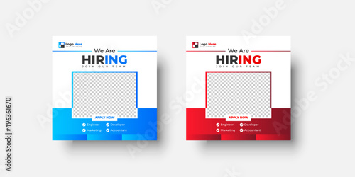 We are hiring job vacancy social media post or square web banner template design photo