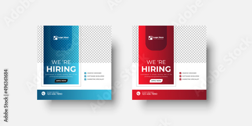 We are hiring job vacancy social media post or square web banner template design