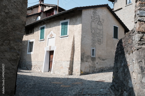 Il centro storico di Origlio in Canton Ticino, Svizzera.