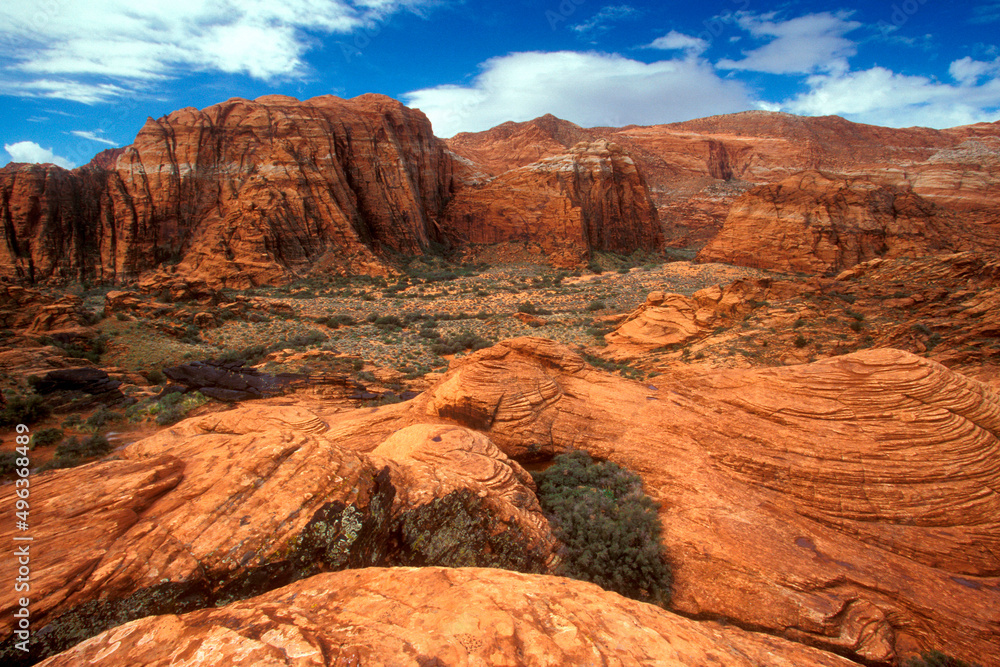 High angle view of rock formations, Snow Canyon State Park, Utah, USA High angle view of rock formations, Snow Canyon State Park, Utah, USA