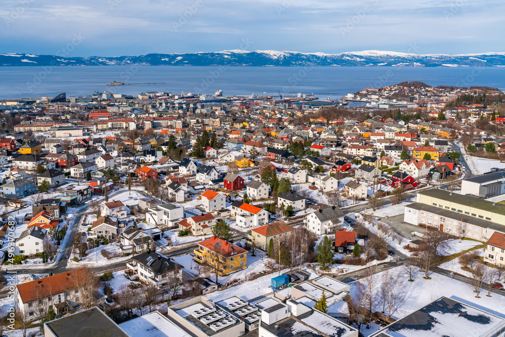 Aerial view of the Trondheim, the third most populous municipality in Norway