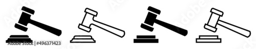 Gavel icon set. Judge Gavel symbol. Auction hammer icon. Court tribunal icon. Vector illustration