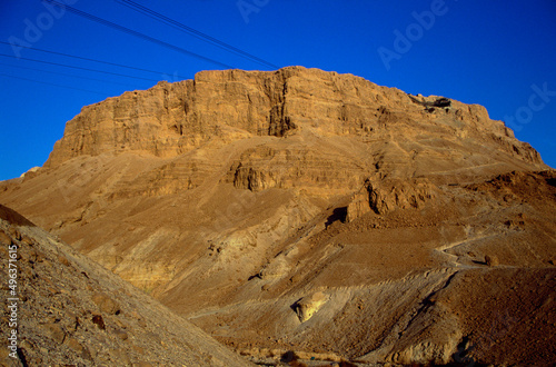 Low angle view of a mountain, Masada, Israel photo