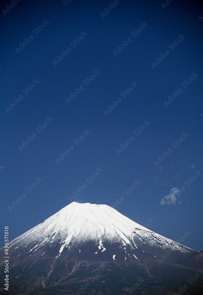 Panoramic view of a snowcapped mountain, Mount Fuji, Japan Panoramic view of a snowcapped mountain, Mount Fuji, Japan