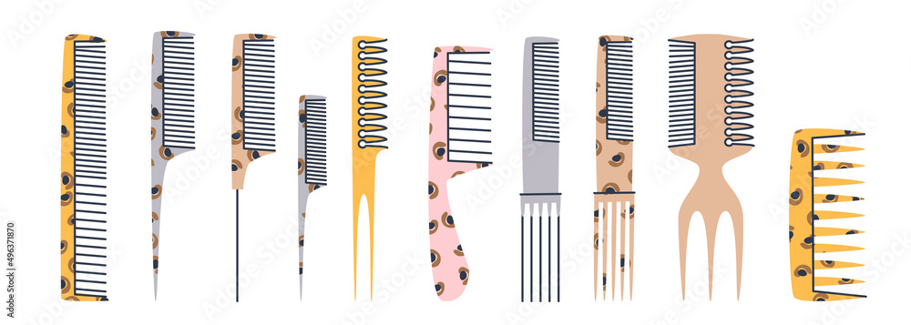 A set of combs for the hairdresser. Flat illustration. Eps10 A set of combs for the hairdresser. Flat illustration. Eps10