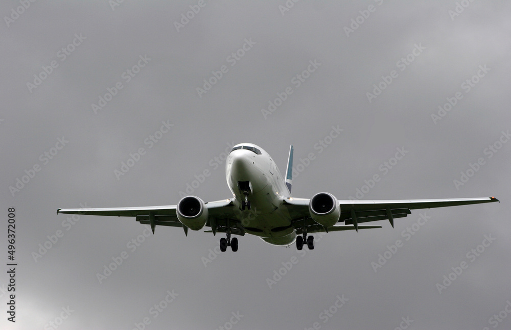 Low angle view of an airplane in flight Low angle view of an airplane in flight