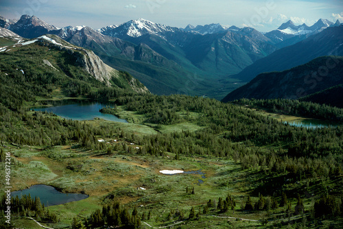 Aerial view of a mountain range