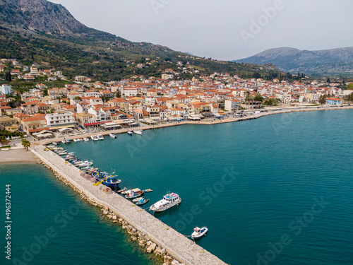 Aerial drone view of beautiful astakos town in Aitoloakarnania Greece