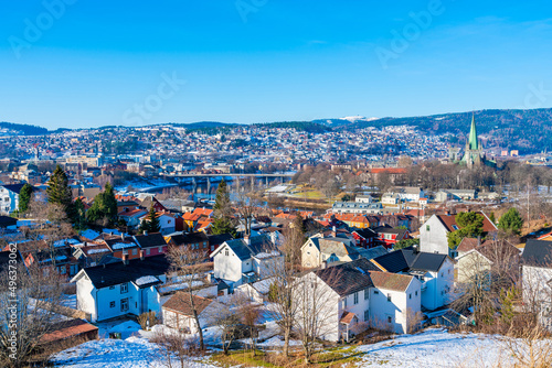 Aerial view of the Trondheim, the third most populous municipality in Norway photo