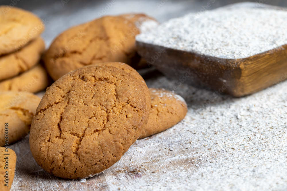 several round light cookies after cooking several round light cookies after cooking