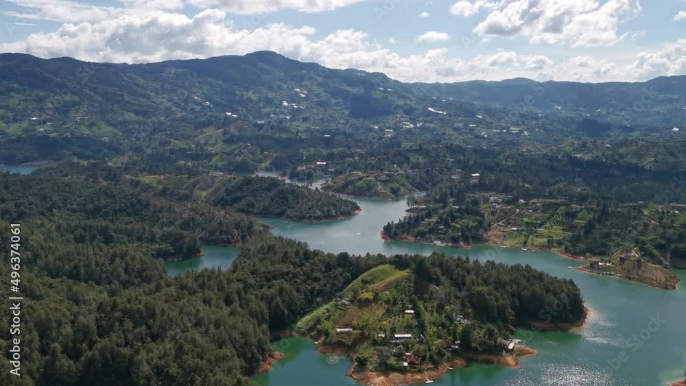 Guatapé reservoir, Colombia. View from the Peñol rock. Video 4k. Guatapé reservoir, Colombia. View from the Peñol rock. Video 4k.