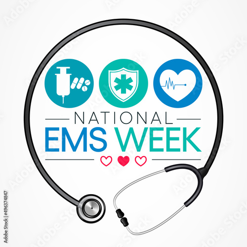 National Emergency medical services week observed each year in May to appreciate the contributions of EMS practitioners in safeguarding the health, safety and wellbeing of their communities. vector