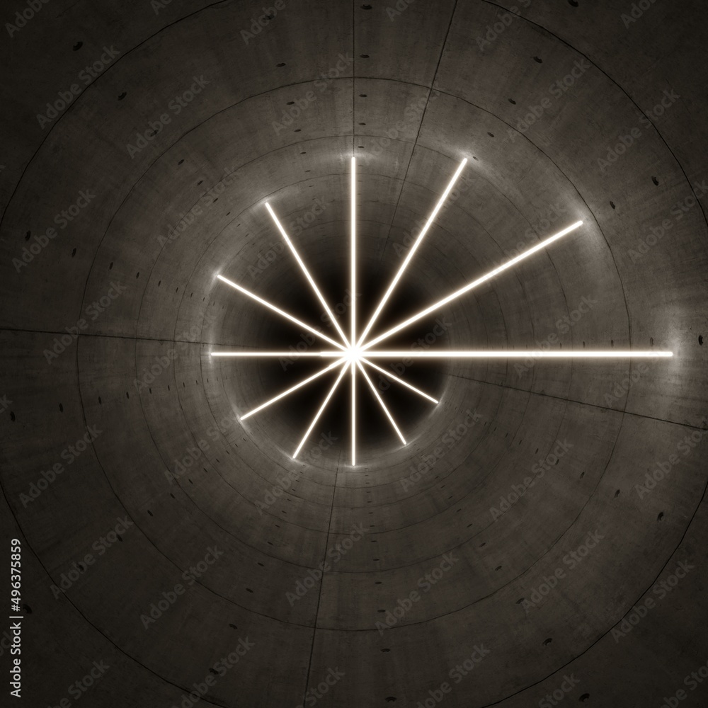 3d illustration of a tunnel and luminous geometric shapes, abstraction 3d illustration of a tunnel and luminous geometric shapes, abstraction