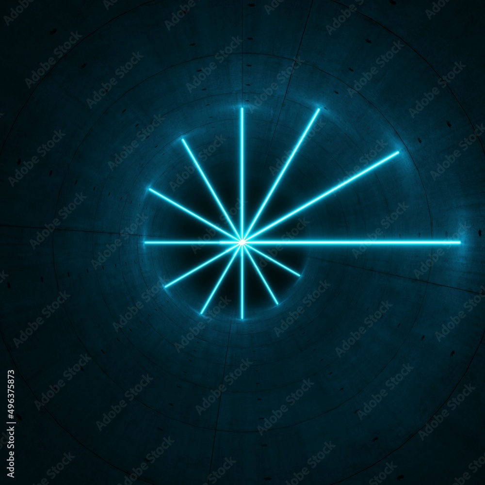 3d illustration of a tunnel and luminous geometric shapes, abstraction 3d illustration of a tunnel and luminous geometric shapes, abstraction