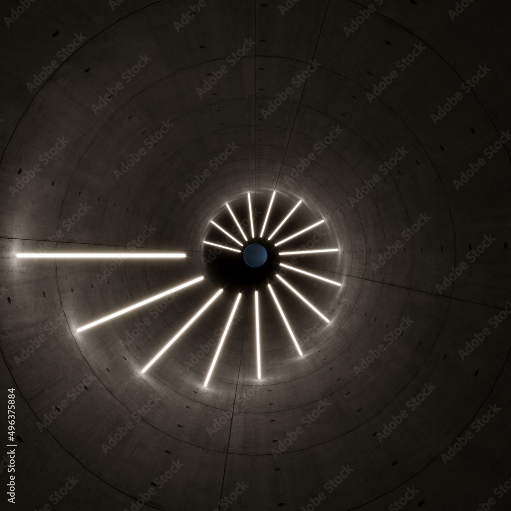3d illustration of a tunnel and luminous geometric shapes, abstraction 3d illustration of a tunnel and luminous geometric shapes, abstraction