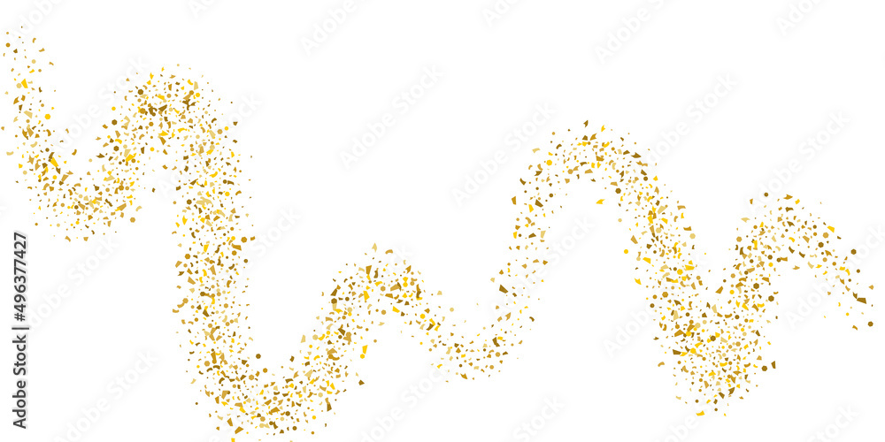 Golden glitter confetti on a white background. Illustration of a drop of shiny particles. Decorative element. Luxury background for your design, cards, invitations, gift, vip. Golden glitter confetti on a white background. Illustration of a drop of shiny particles. Decorative element. Luxury background for your design, cards, invitations, gift, vip.